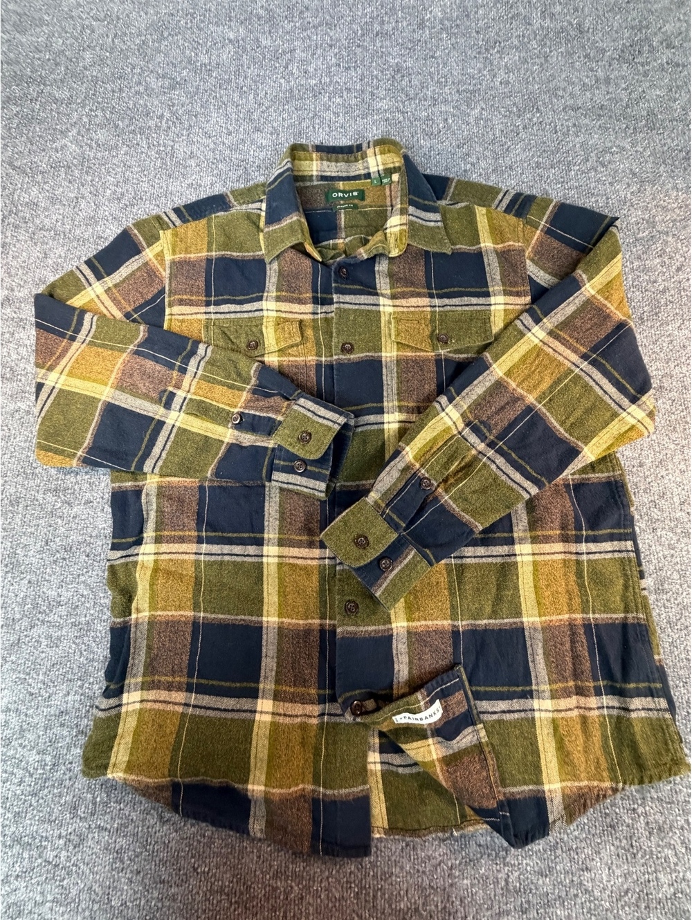 ORVIS Men's Classic Flannel Plaid Long Sleeve Button Down Shirt Large